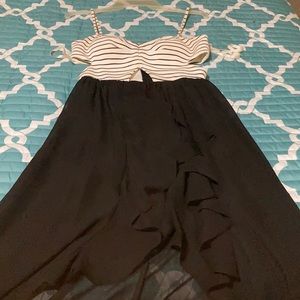 black and white asymmetrical dress